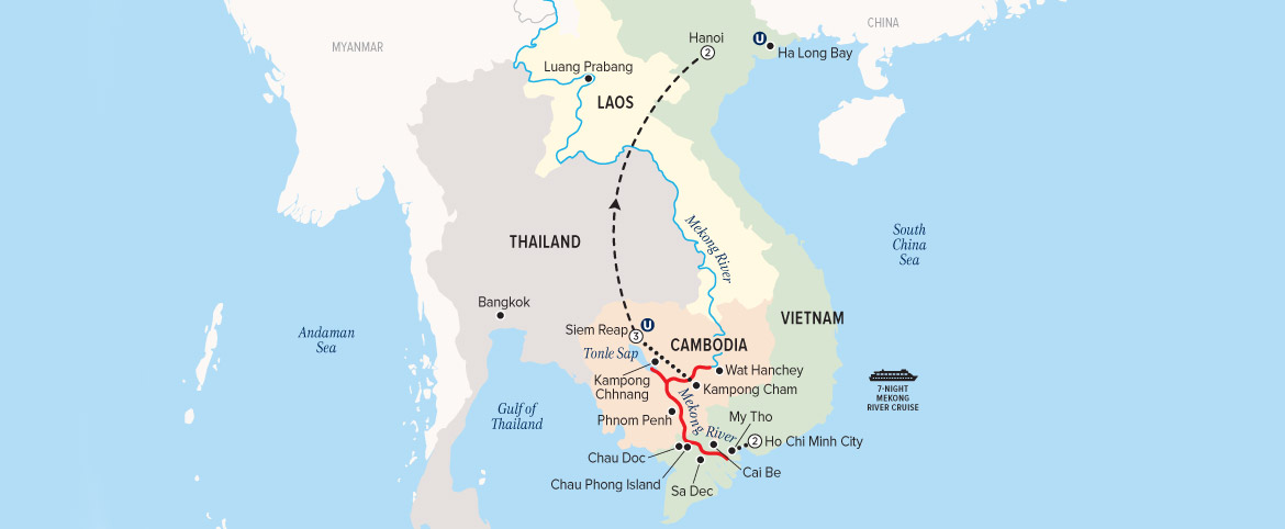Vietnam Cambodia cruise map